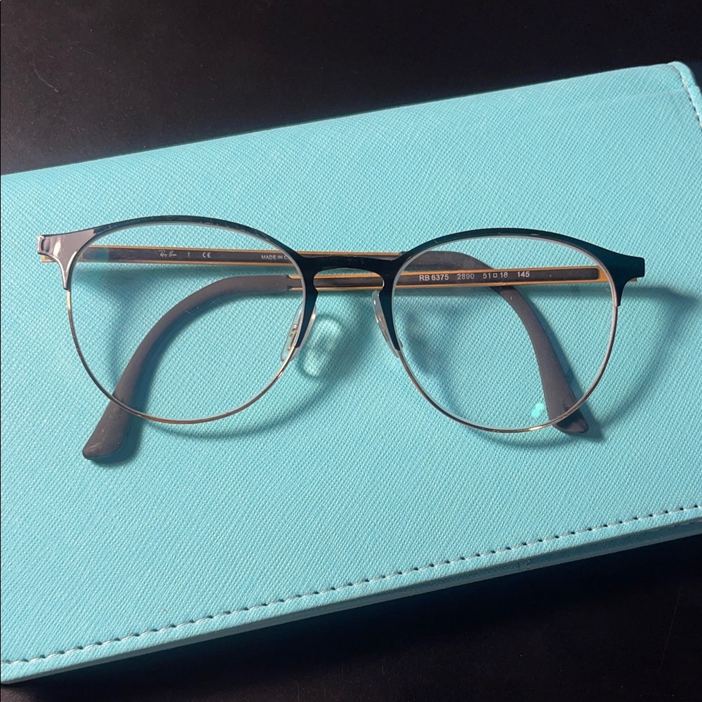 Ray-Ban youth Black and Gold Round Glasses